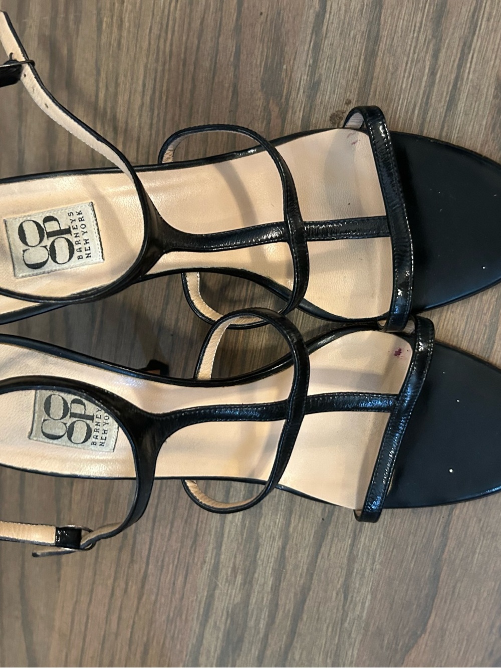 Barney’s Coop Black Patent Strappy Sandals